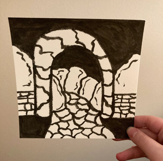 Unframed 8x8 Inch Garden Gate Black Ink Original Drawing