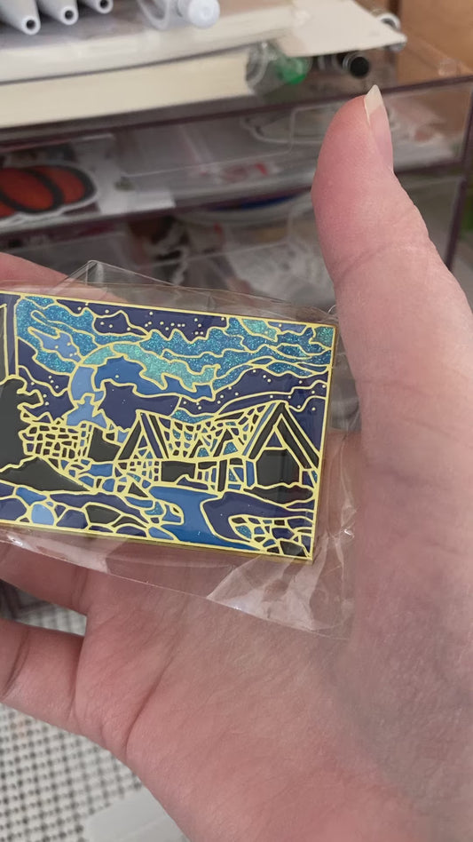 Limited Edition City at Night 2.5" Soft Enamel Glitter Pin