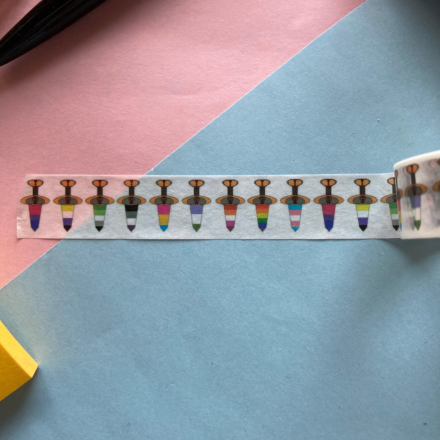 Pride Flag Rainbow Sword Pattern Washi Tape