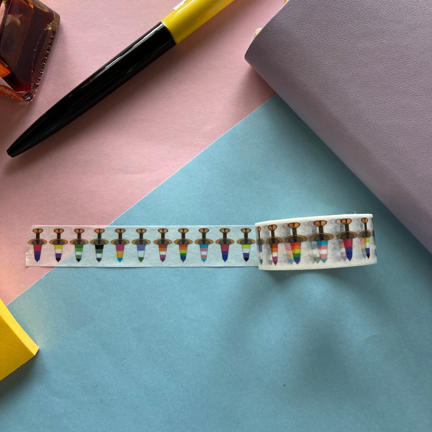 Pride Flag Rainbow Sword Pattern Washi Tape