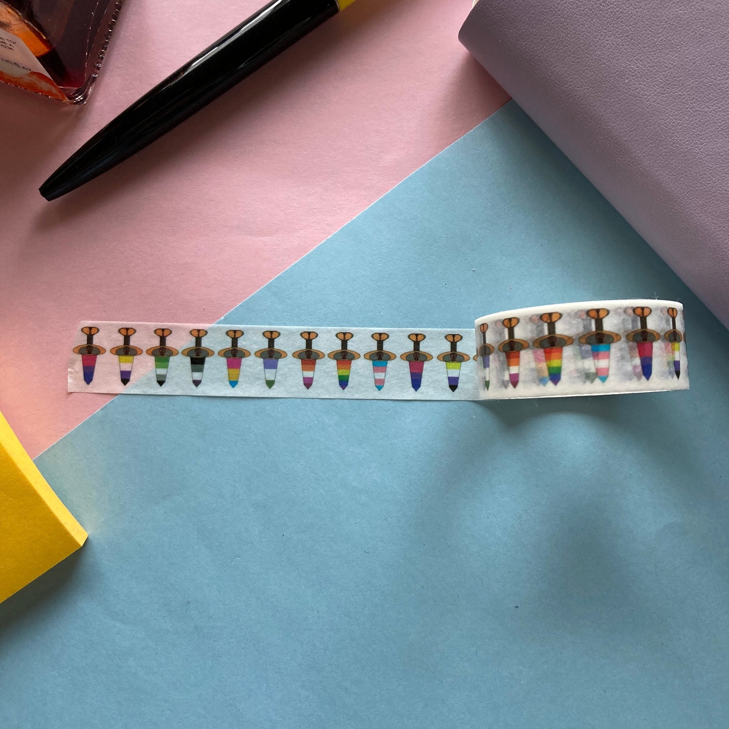 Pride Flag Rainbow Sword Pattern Washi Tape