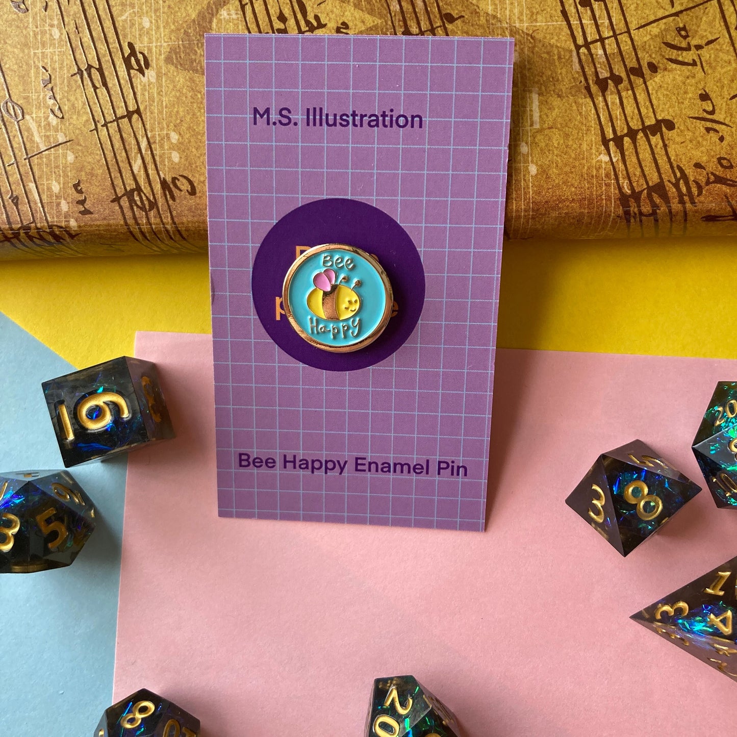 Bee Happy 0.75 Inch Bee Soft Enamel Pin