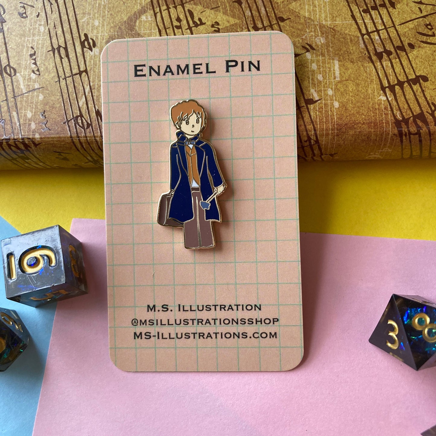 Blue Wizard With Magic Wand 1.5 Inch Limited Edition Bookish Hard Enamel Pin