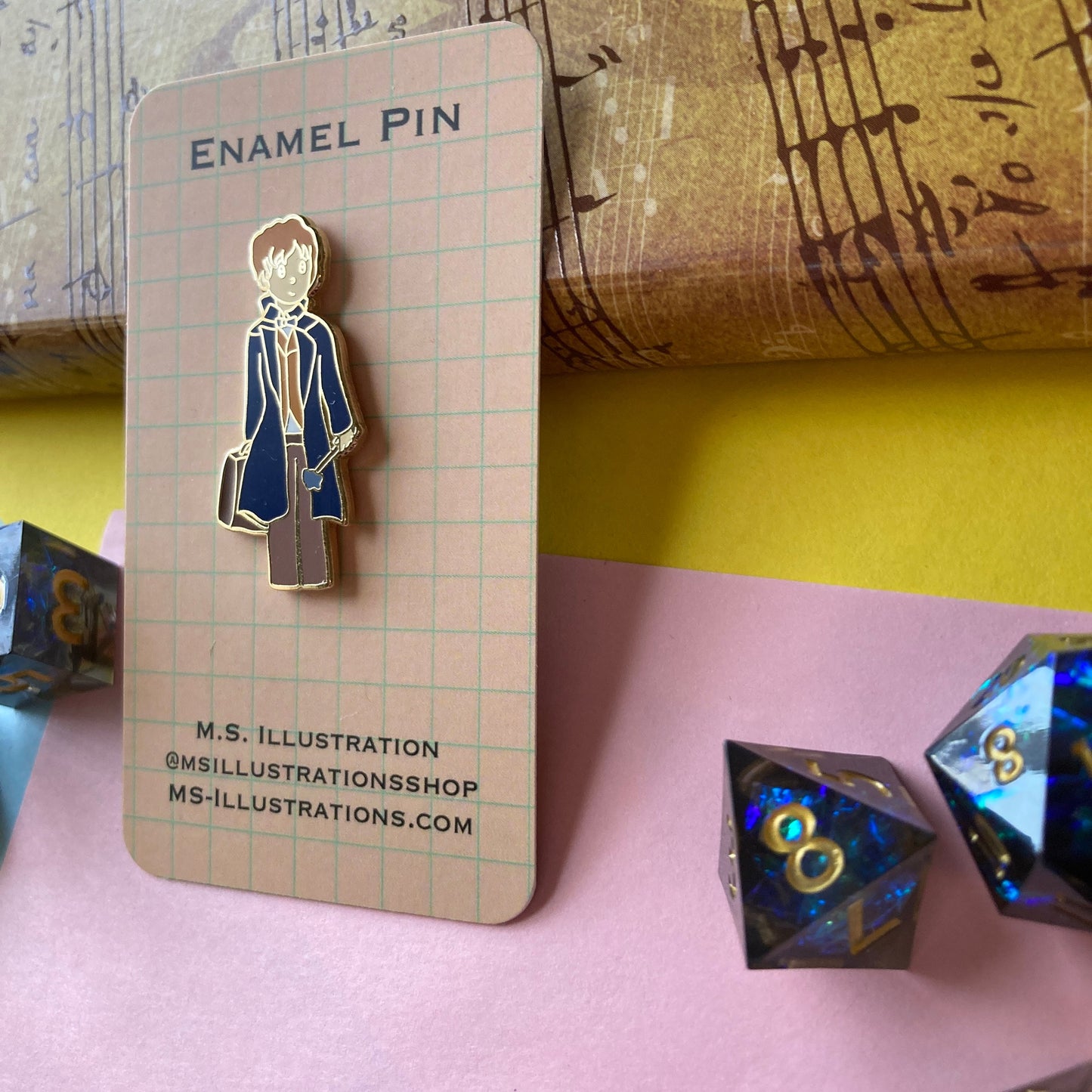 Blue Wizard With Magic Wand 1.5 Inch Limited Edition Bookish Hard Enamel Pin