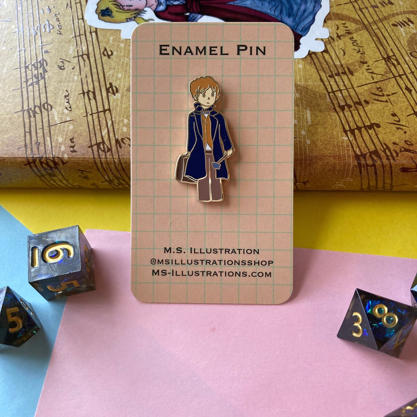 Blue Wizard With Magic Wand 1.5 Inch Limited Edition Bookish Hard Enamel Pin