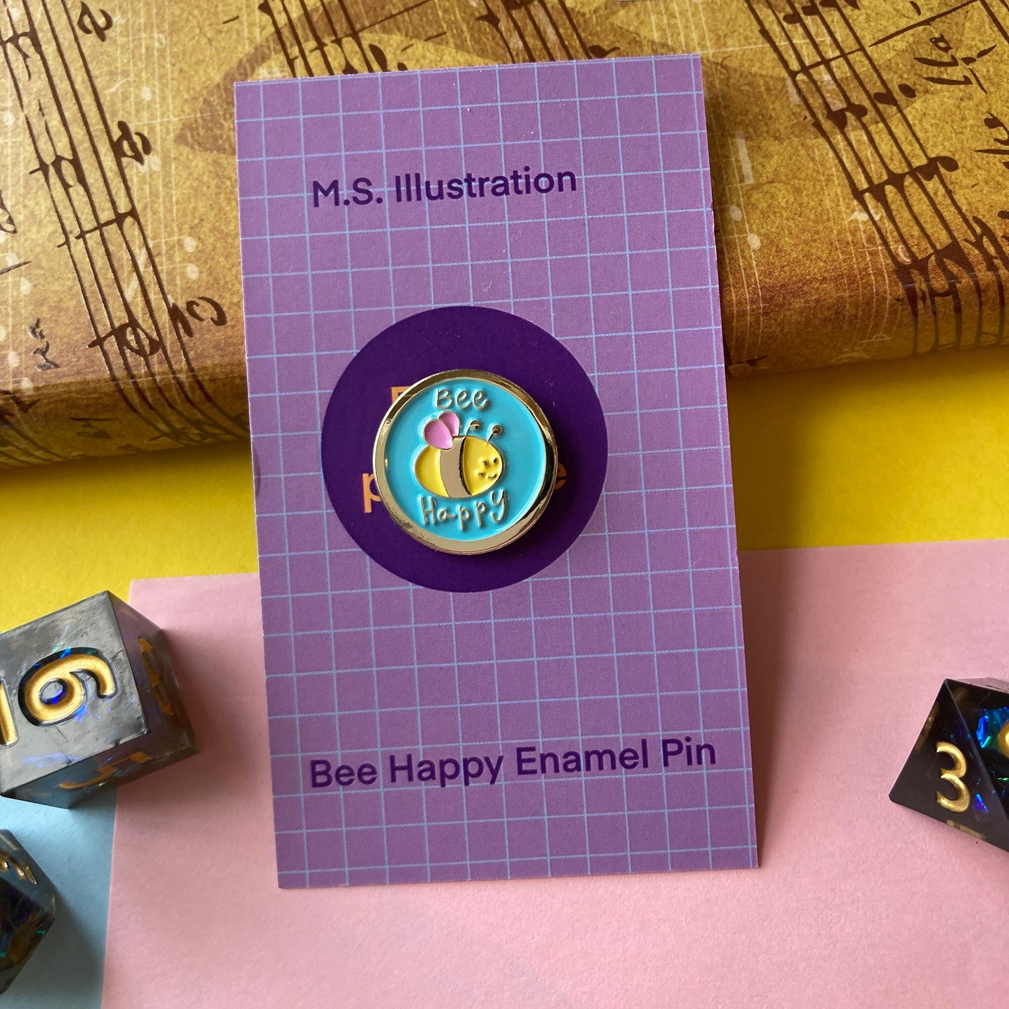 Bee Happy 0.75 Inch Bee Soft Enamel Pin