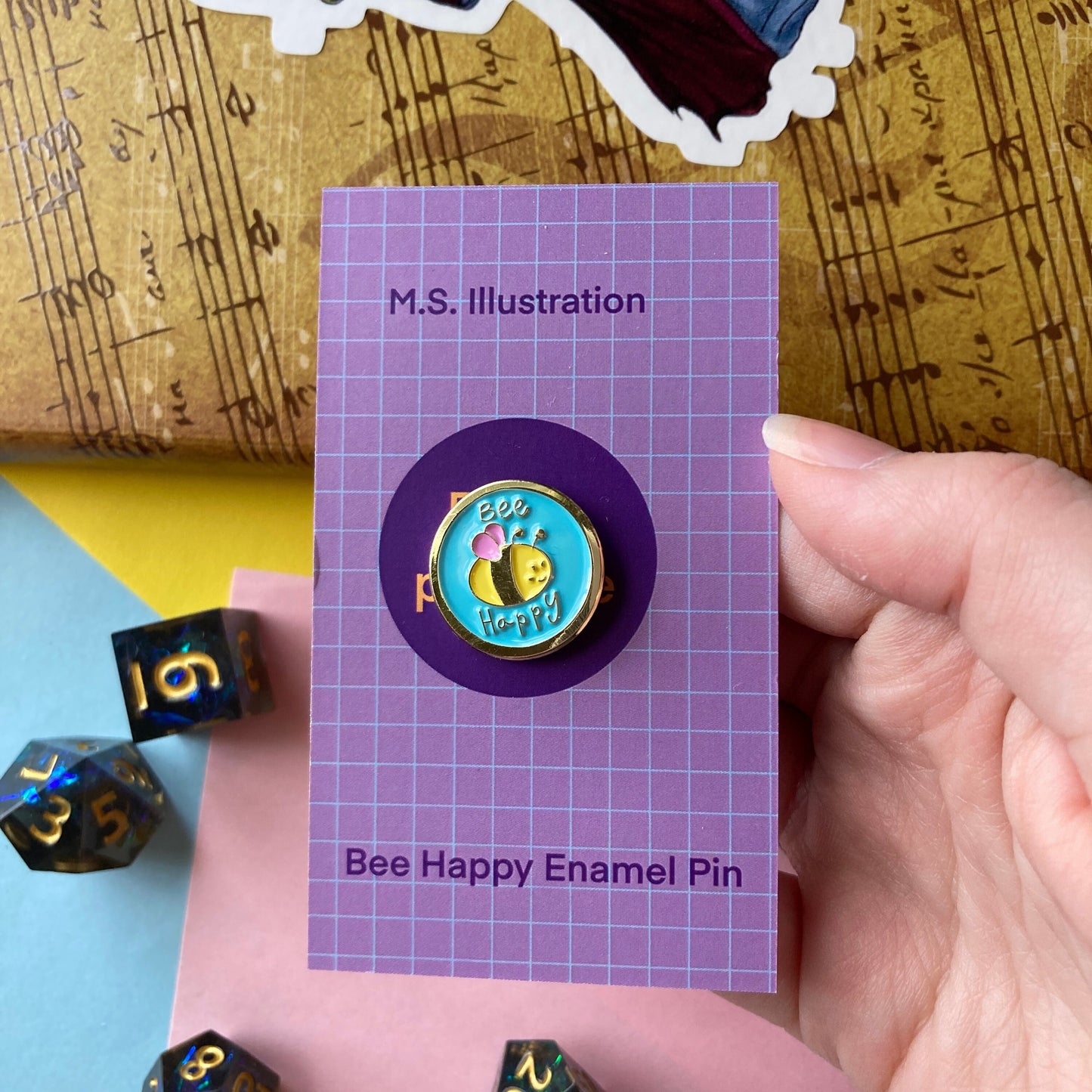 Bee Happy 0.75 Inch Bee Soft Enamel Pin