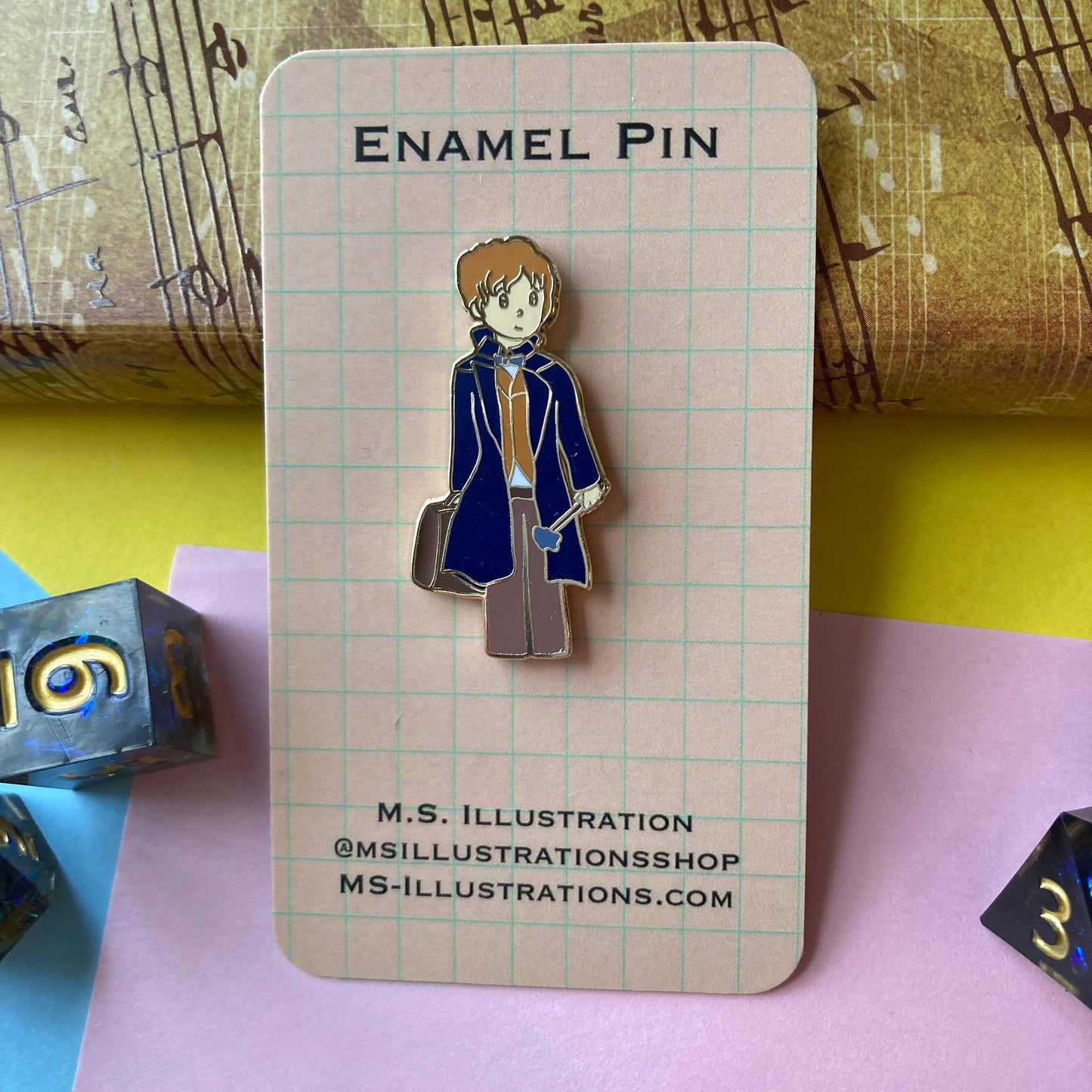 Blue Wizard With Magic Wand 1.5 Inch Limited Edition Bookish Hard Enamel Pin