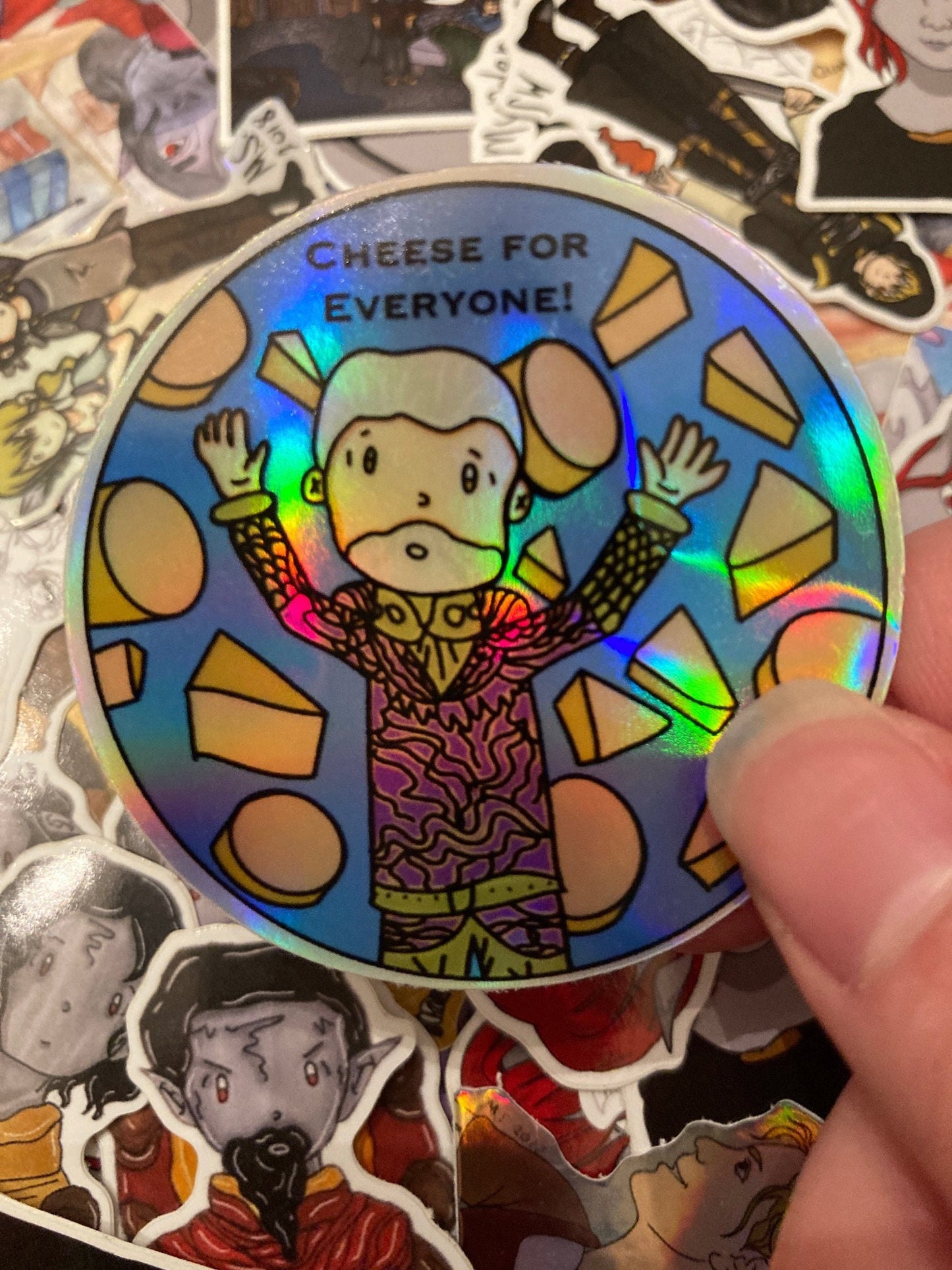 Cheese Quote Holographic Die Cut Vinyl Sticker