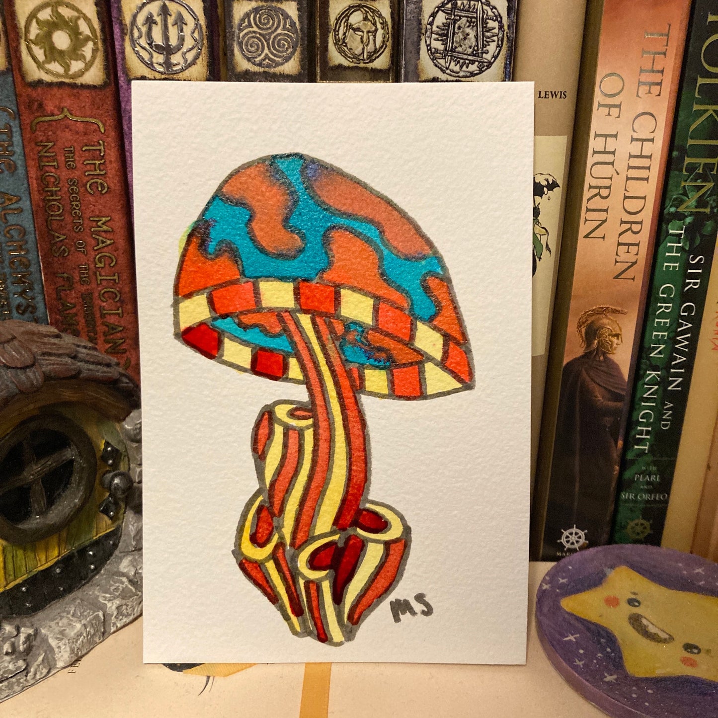 Mushroom Ink Painting Postcard