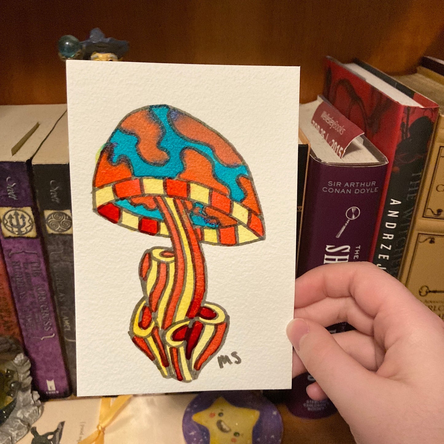 Mushroom Ink Painting Postcard