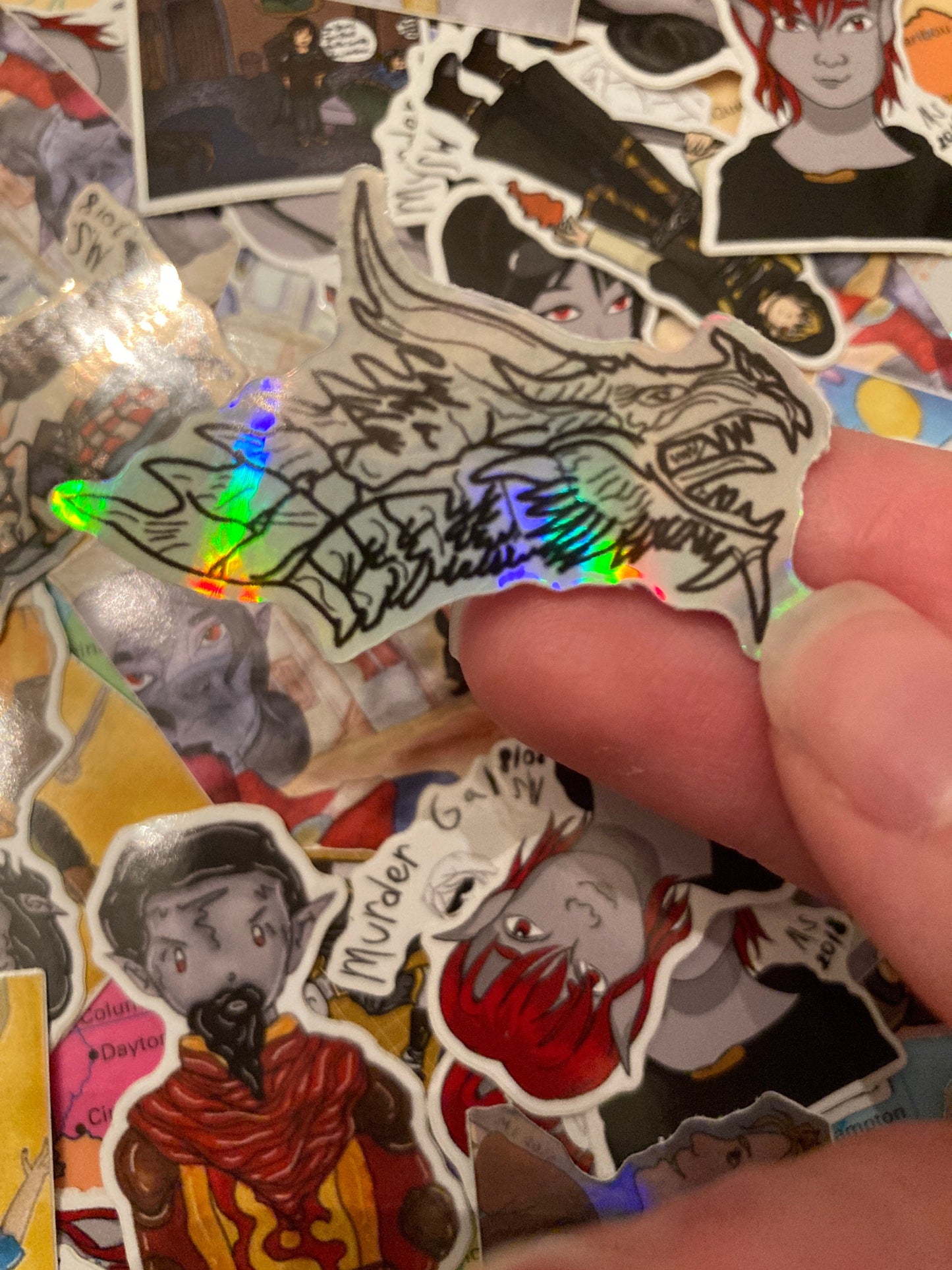 Old Dragon Mini Holographic Sticker For Gamer