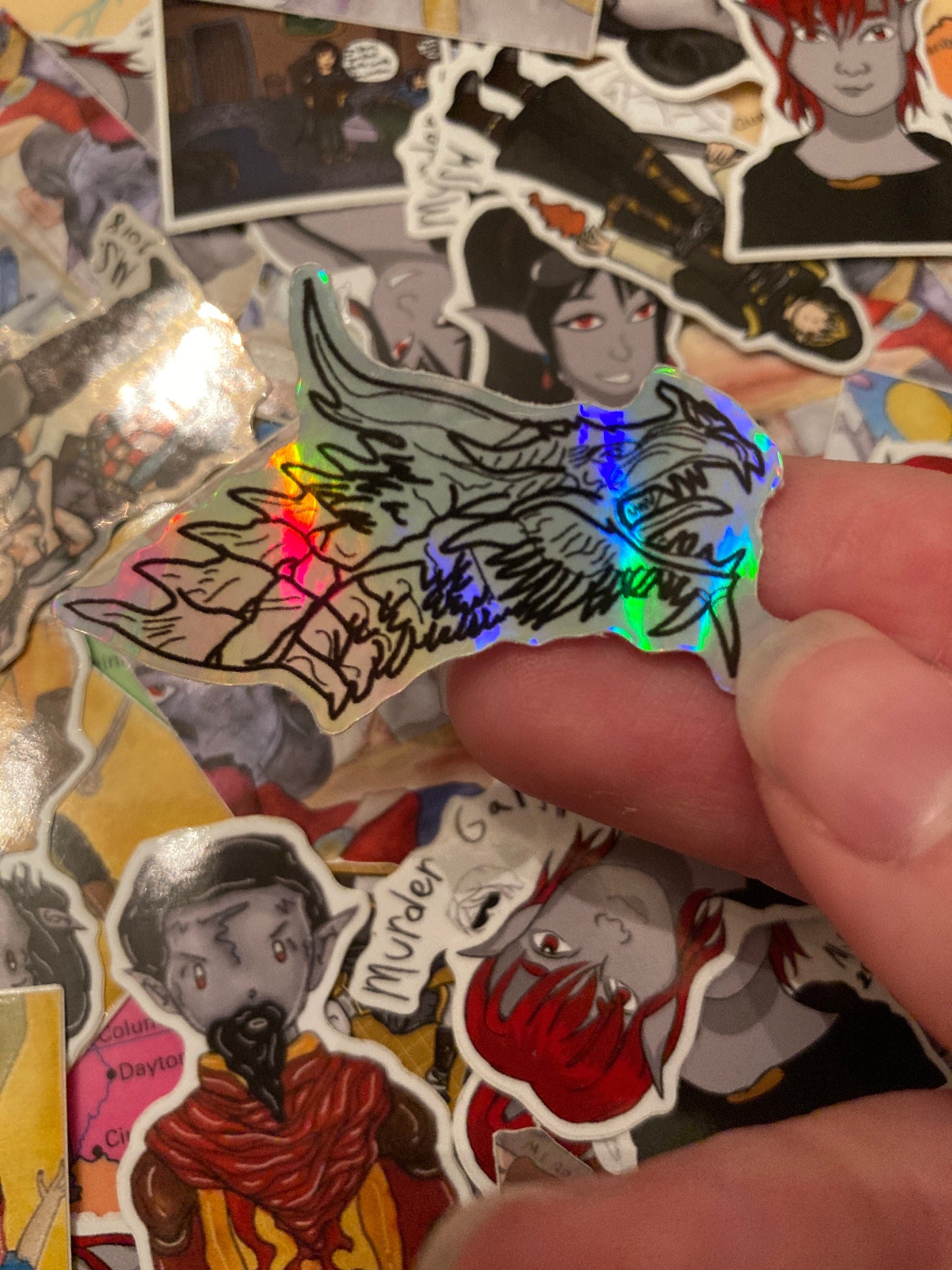 Old Dragon Mini Holographic Sticker For Gamer