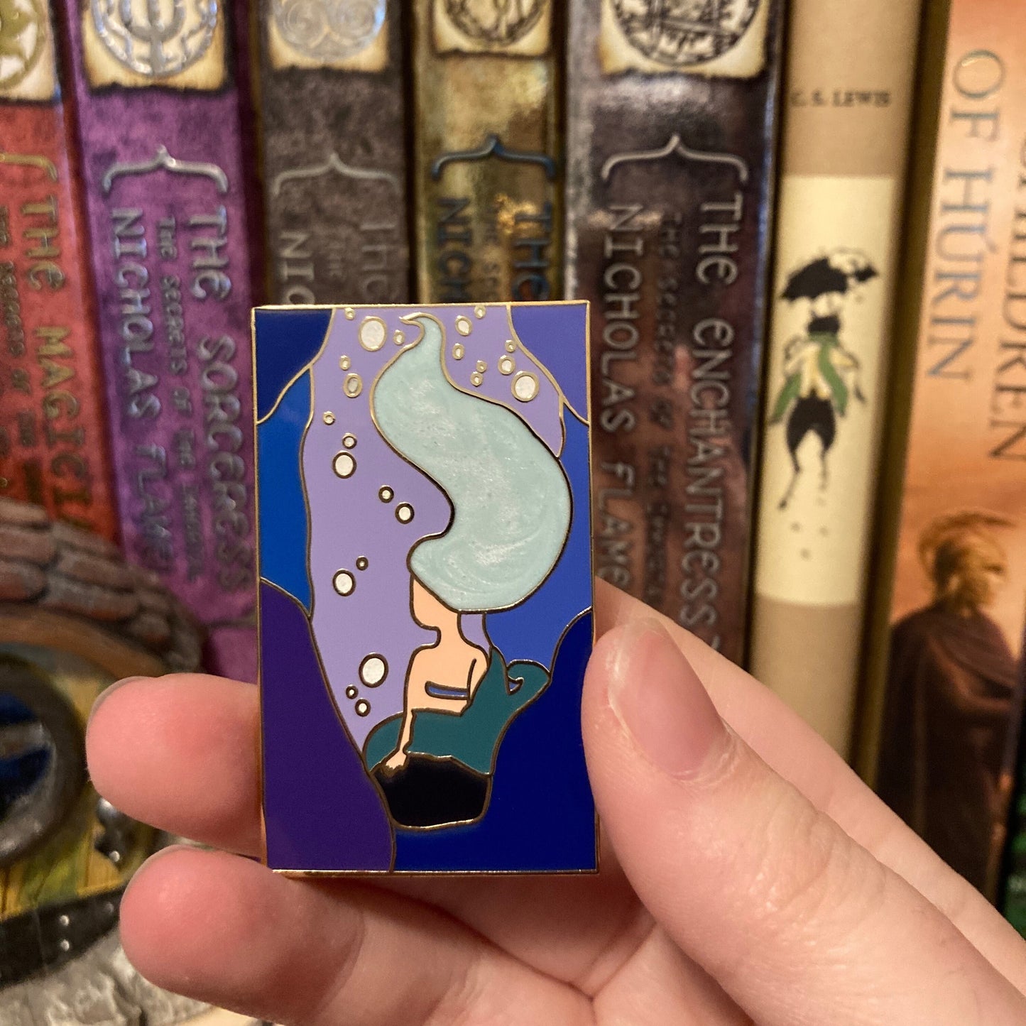 Mermaid 2 Inch Glitter Hard Enamel Pin