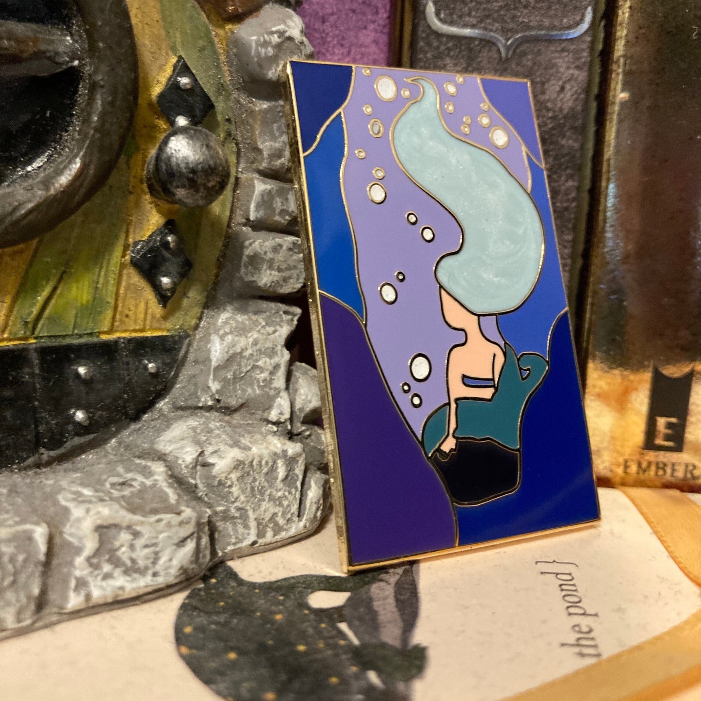 Mermaid 2 Inch Glitter Hard Enamel Pin